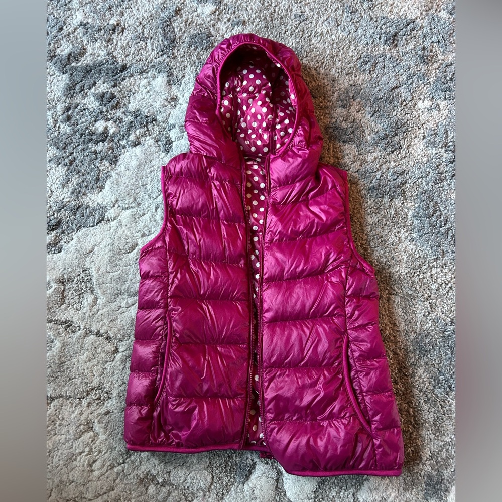 Magenta Uniqlo Hooded Puffer Vest